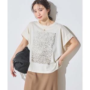 tシャツ レオパードプリントタックフレンチスリーブT レディース