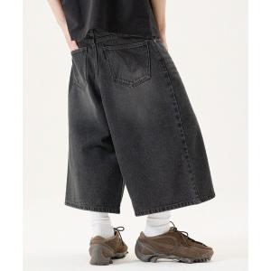 ハーフパンツ ワイドパンツ ジーンズ ワイドシルエットバギージョーツ　ハーフデニム メンズ レディース