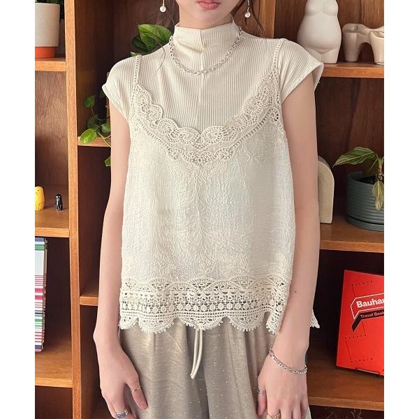 キャミソール コットンレース クロシェ編み キャミソールビスチェ