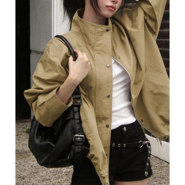 ブルゾン アウター ハイネック 配色 ブルゾン アウター レディース