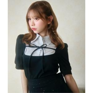 tシャツ ストライプシャツドッキングトップス半袖 レディース