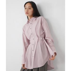 ブラウス シャツ 「WEB限定カラー残りわずか」タックゴムシェイプベルトシャツ｜ウォッシャブル/オフィスカジュアル/細見え/春服 レディース