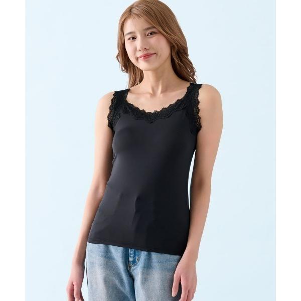 インナーシャツ 肌着 「とにかくさらっと涼しい」レース付きタンクトップ レディース