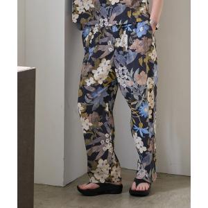 パンツ R4469 版画風フラワープリントパンツ レディース