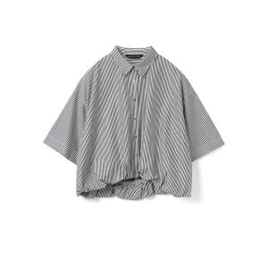 ブラウス シャツ 半袖 mizuiro ind ストライプハーフスリーブバルーンシャツ レディース