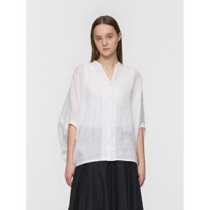 ブラウス シャツ mizuiro ind リネンスタンドカラーコクーンシャツ レディース