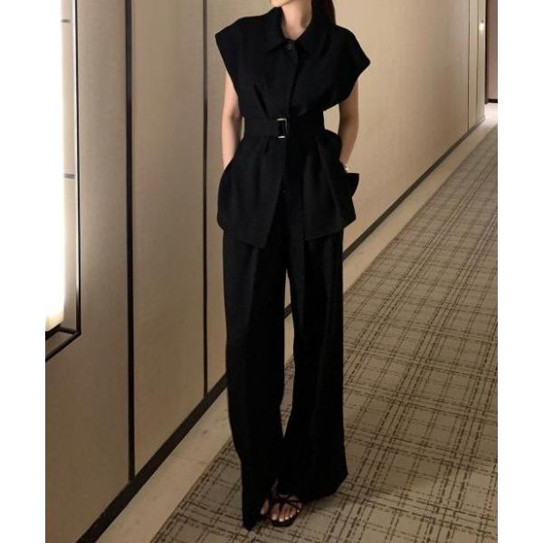 セットアップ シャツトップスワイドレッグセットアップ レディース