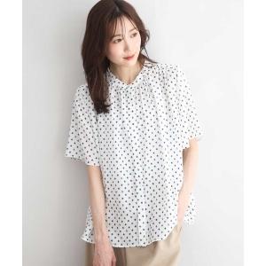 ブラウス シャツ 「UVカット/接触冷感/洗える」フレアスリーブ幾何柄ブラウス レディース