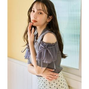 ニット セーター 2026春夏新作 肩開きプリーツギャザーニット レディース