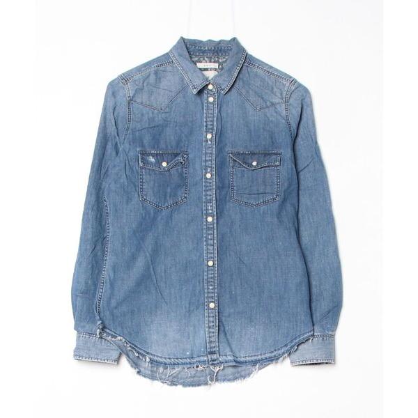 「American Eagle」 長袖シャツ S ブルー レディース