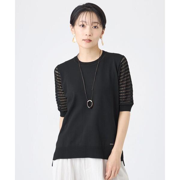 tシャツ 「カタログ掲載・ウォッシャブル」クロッシングメッシュニットプルオーバー レディース