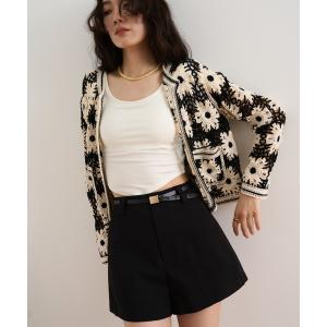 チノパン トラペーズシルエットハイウエストショートパンツ レディース