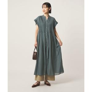 ワンピース 半袖 ピンタック ワンピース