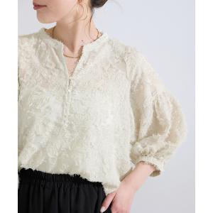 ブラウス シャツ 「追加3」手洗い可 / ハーフスリーブパフジャガードブラウス レディース