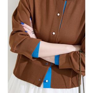 カーディガン 手洗い可 / レイヤード風配色ニットカーディガン レディース