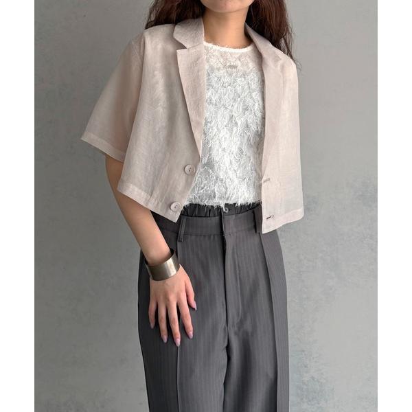 ジャケット テーラードジャケット 「＆ｇ'aime 」クロップドシアージャケット　Cropped S...