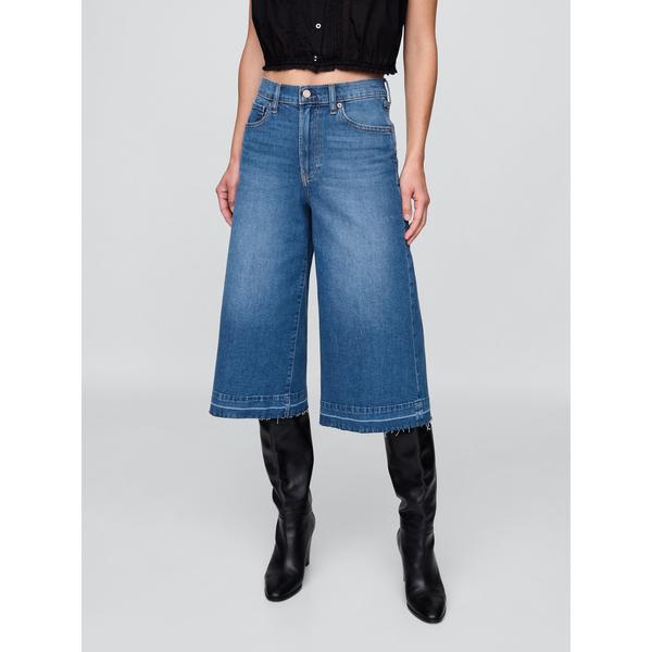 ジーンズ デニム デニムパンツ ハイライズ キュロットデニム レディース