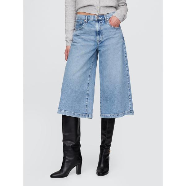 ジーンズ デニム デニムパンツ ハイライズ キュロットデニム レディース