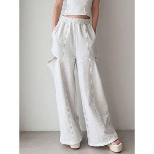 ワイドパンツ スウェットパンツ ジャージ カットアウトスウェットパンツ レディース