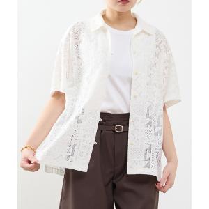 ブラウス シャツ 「A_/エース」オープンカラーレースシャツ レディース