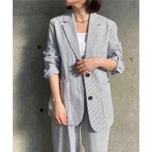 ジャケット テーラードジャケット 「A_/エース」サッカー ストライプジャケット レディース
