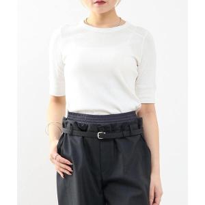 tシャツ ランダムリブ5分袖Tシャツ レディース
