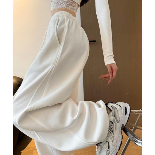 ワイドパンツ スウェットパンツ ジャージ ドロコード付ワイドスウェットパンツ イージーパンツ 美脚効...