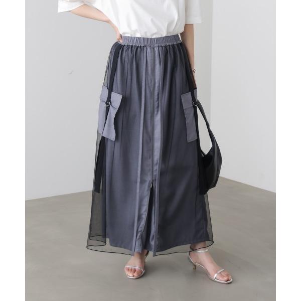 パンツ チュールドッキングフロントZIPパンツ レディース