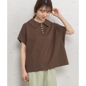 tシャツ 並びボタン衿つきトップス レディース