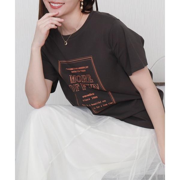 tシャツ 半袖 USAコットンプリント刺繍Tシャツ「接触冷感」 レディース