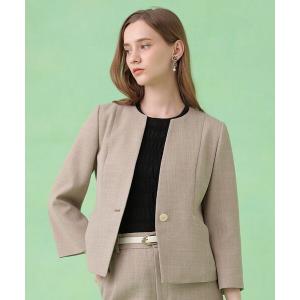 ジャケット ノーカラージャケット カラミリネンライクノーカラー ジャケット「セットアップ対応商品」 レディース