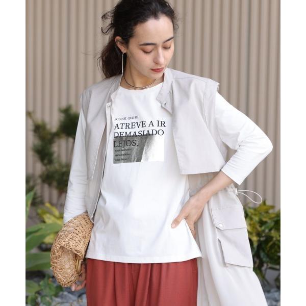 tシャツ 箔ロゴプリント五分袖Ｔシャツ レディース