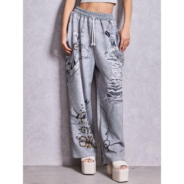 パンツ GYDAデニムsublimation printingパンツ レディース