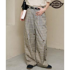 ワイドパンツ チノパン マリークワント mary quant MARY QUANT × Dickies × PUBLUX/マリークワント × ディッキーズ フラワー 刺繍 タック ワイドパンツ…