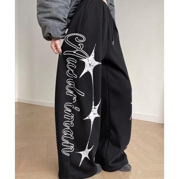 スウェットパンツ ジャージ ロゴスタープリントルーズスウェットパンツ レディース メンズ