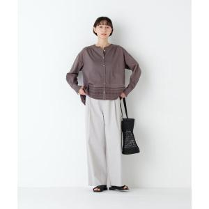 パンツ 「ウォッシャブル/3サイズ展開」麻混ドビーストレッチウェストゴムパンツ レディース