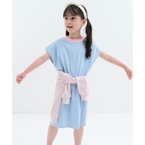 ワンピース 「綿100%」ガールズ ネームタグ付き カラーボーダーワンピース キッズ 子供服 女の子