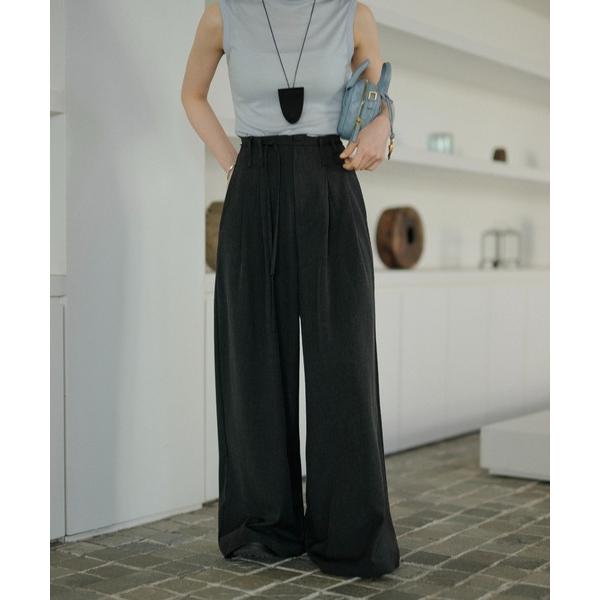 ワイドパンツ スラックス パンツ double tuck belted wide pants /ダブ...