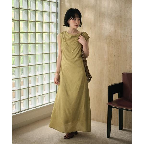 ワンピース drape neck sleeveless long dress /ドレープネックノース...