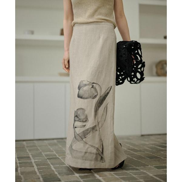 ロング スカート nuance floral linen blend skirt /ニュアンスフラワ...