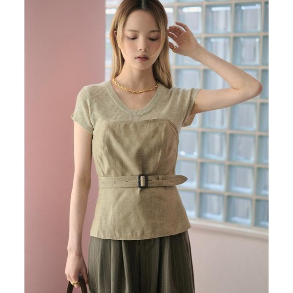 linen belted bustier /リネンベルト付きビスチェ レディース