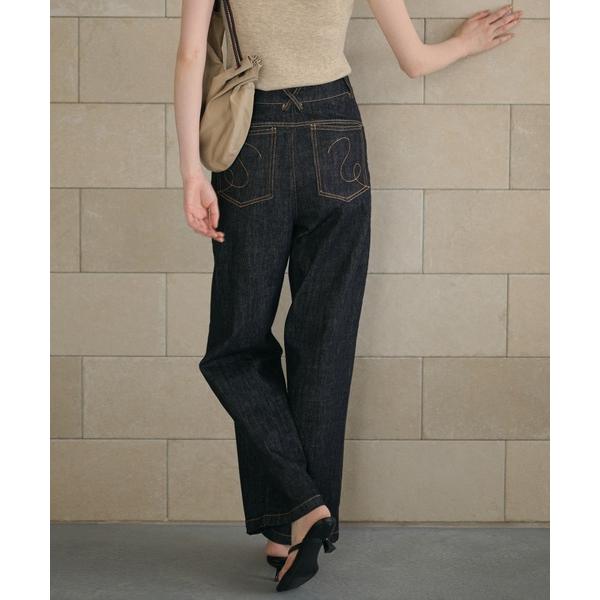 ジーンズ デニム デニムパンツ cross loop high waist indigo denim...