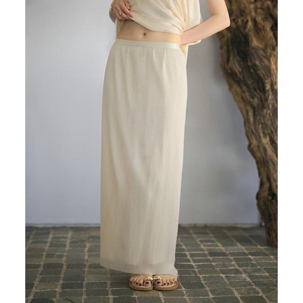 スカート micro pleated sheer skirt /マイクロプリーツ シアーロングスカー...