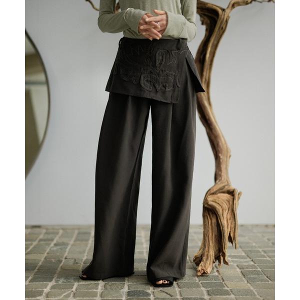 ワイドパンツ パンツ Embroidery wrap detail trousers / エンブロイ...