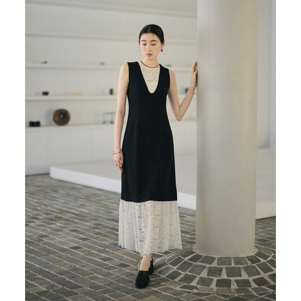 ワンピース bicolor lace layered long dress /バイカラーレースレイヤ...
