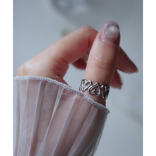 指輪 リング saran jewelry/サイズ調節可能 ハート透かし 2way リング/アレルギー...