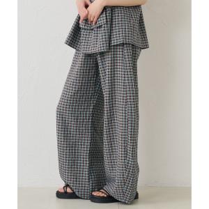 パンツ 「セットアップ着用可能」シアサッカーイージーワイドカーブパンツ レディース