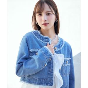 デニムジャケット gジャン 「再入荷予約受付中」フリンジデニムジャケット レディース