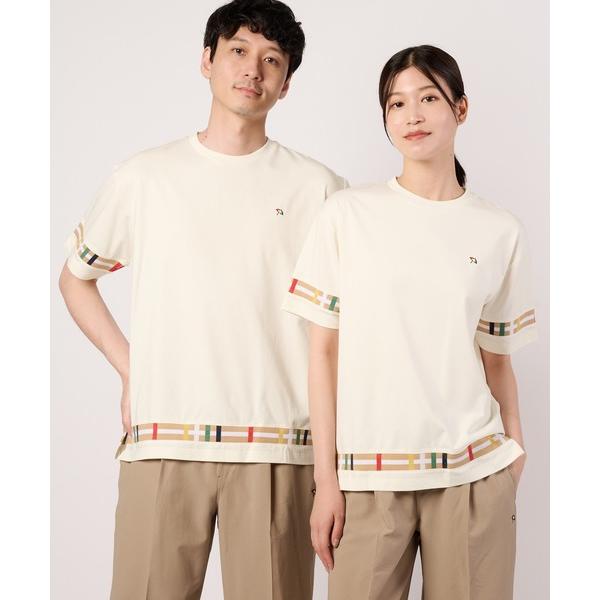 tシャツ 半袖 シェア パーマーチェックリブ ドッキングTシャツ レディース メンズ