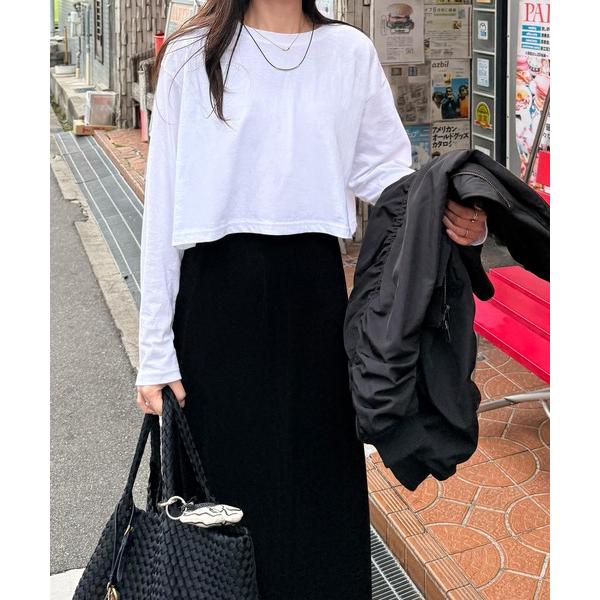 tシャツ クロップドスタンダードロングTシャツ(eri. select) / ロンT ショート丈 短...